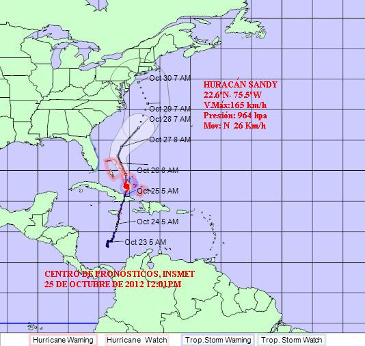 Huracán Sandy - Cono Aviso No. 13