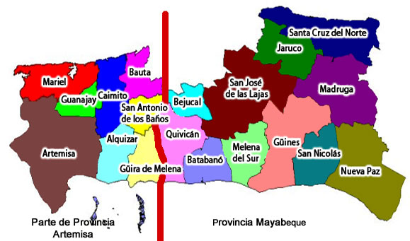 Mapa Artemisa y Mayabeque