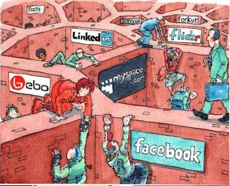 Caricatura Redes sociales centralizadas