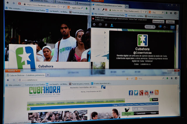 Cubahora páginas Facebook y Twitter