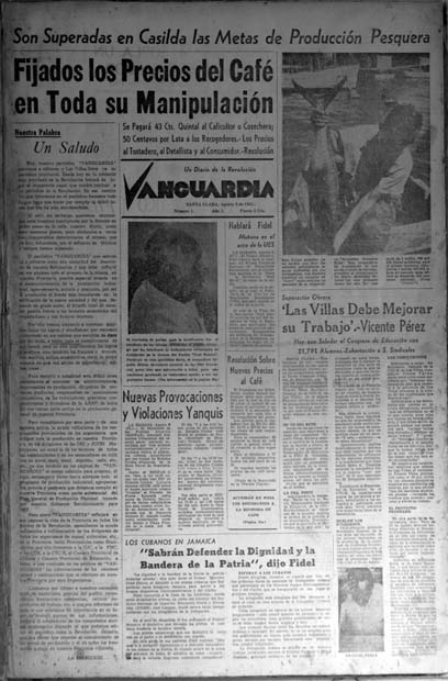 Plana primera del periodico Vanguardia