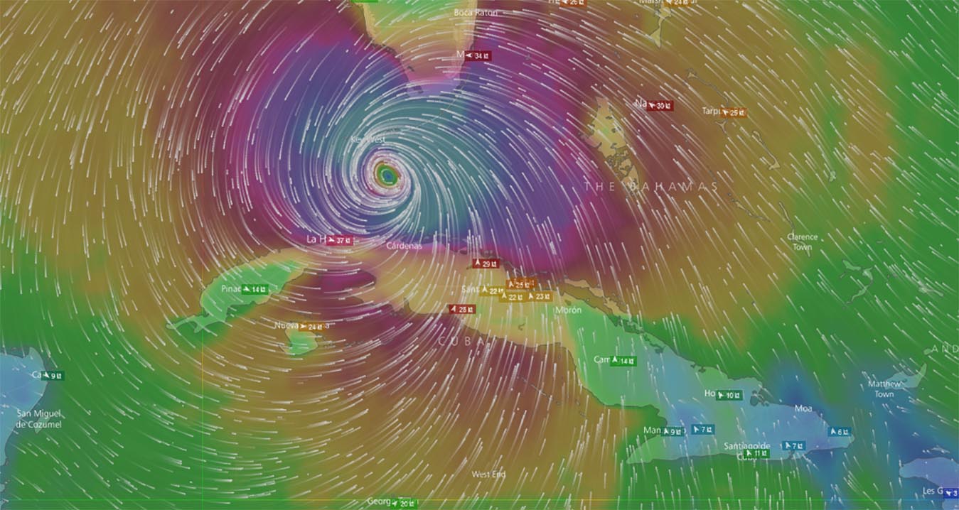 Ubicacion Irma domingo 6 am Windy