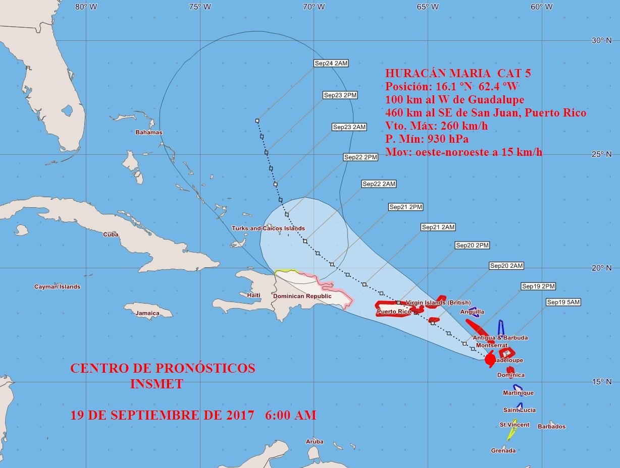 Ubuación Huracán María, martes