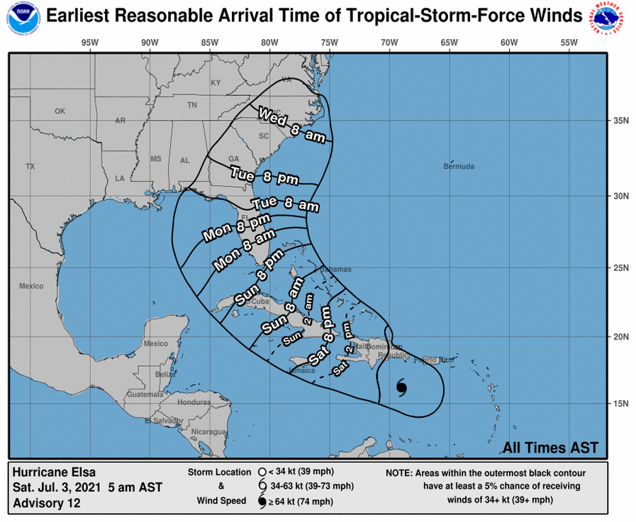 Huracan Elsa NOAA 3 julio 5am