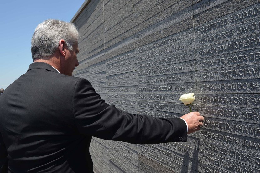 Díaz Canel en el Parque de la Memoria, Argentina