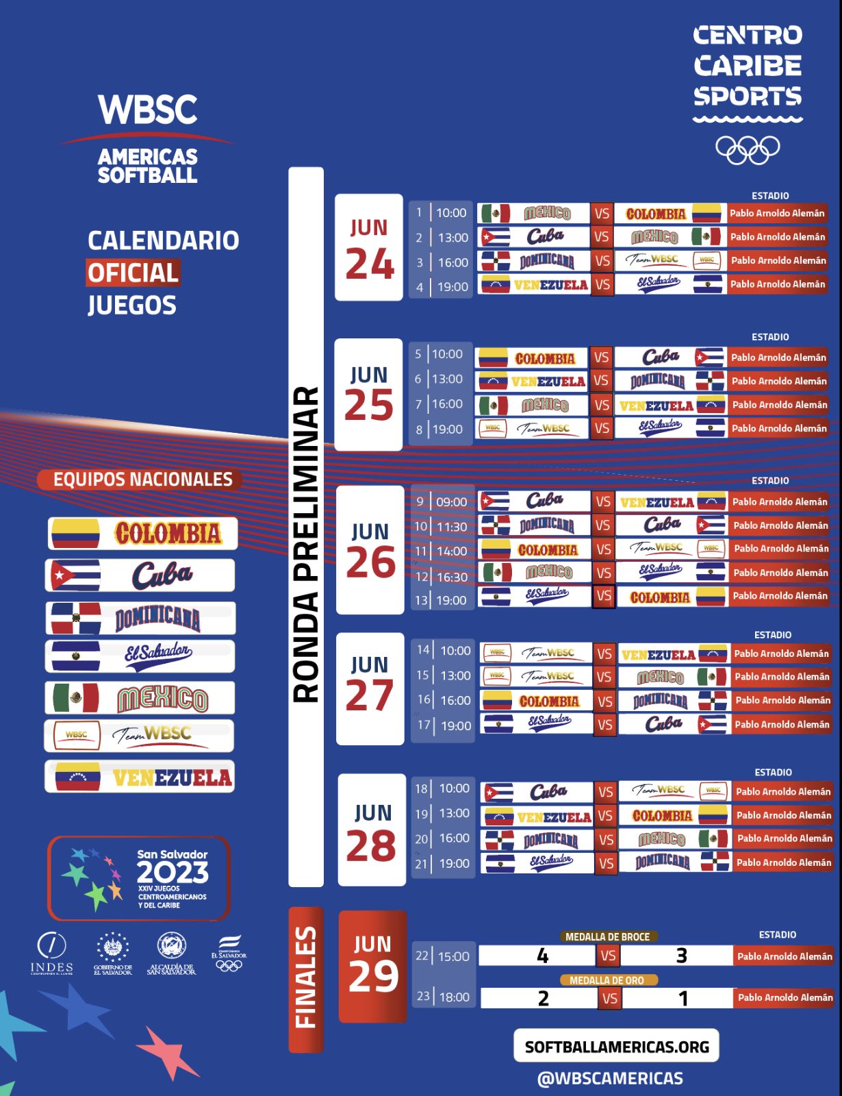 Calendario Juegos San Salvador 2023