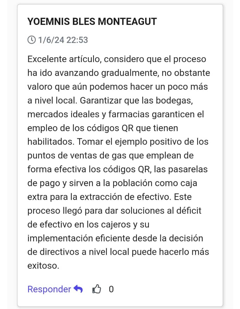 Comentarios sobre Bancarización 